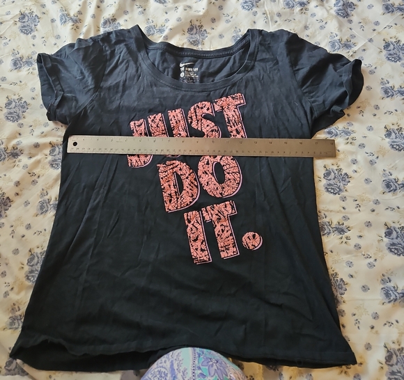 Nike Black Tee with Pink Slogan - Picture 1 of 1